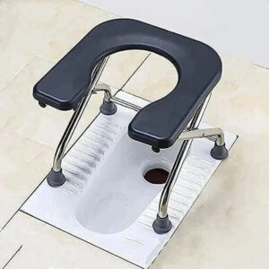 BEDICIA Black Stainless Steel Commode Stool Toilet Seat With Bucket Comfortable foldable for elderly people 