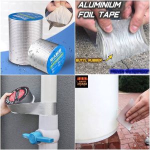Duck tape to stop water leak , Leakage Repair Waterproof Tape For Pipe Leakage Roof Water Tape Leakage Solution Aluminium Foil Tape Waterproof Adhesive Tape Sealing Butyl Rubber Tape Surface Crack, Pipe Rupture