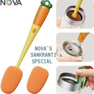 3 in 1 Multi Bottle Cleaning Brush,Sponge Children Bottle Brush, Cup Lid Gap Bottle Cleaner, Multifunctional Cup Brush with Long Handle for Water Bottles (Multicolor Pack of 1)