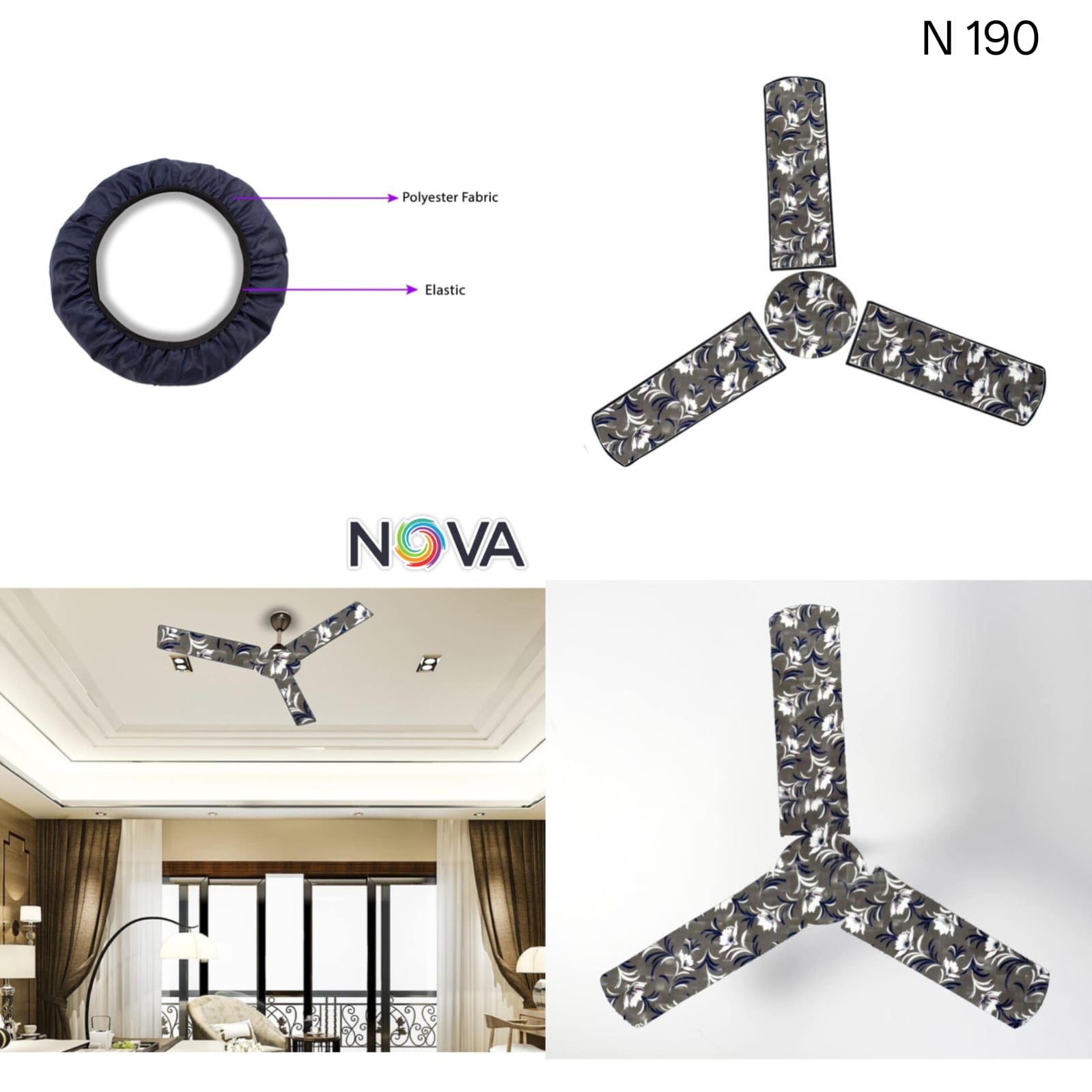 Dustproof Three Blade Ceiling Fan Cover Set - Image 4