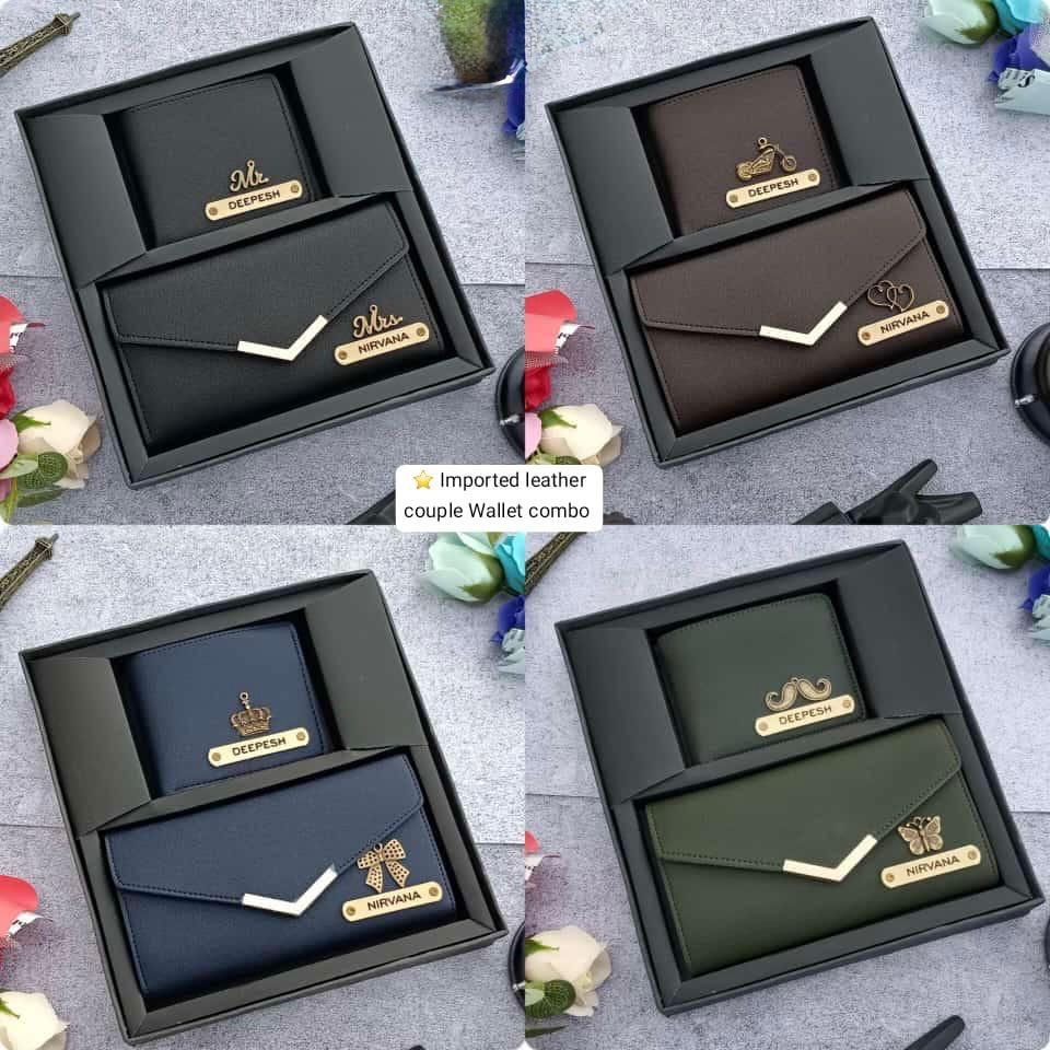 CUSTOMIZED Imported leather couple Wallet combo Set - Image 8