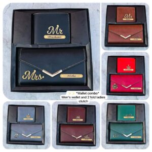 CUSTOMIZED Imported leather couple Wallet combo  Set