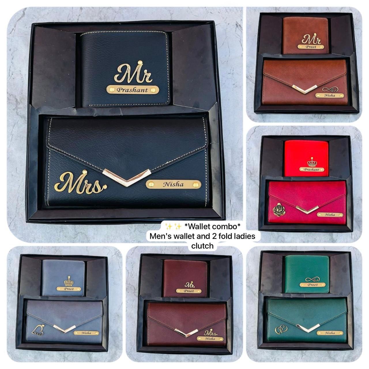CUSTOMIZED Imported leather couple Wallet combo Set