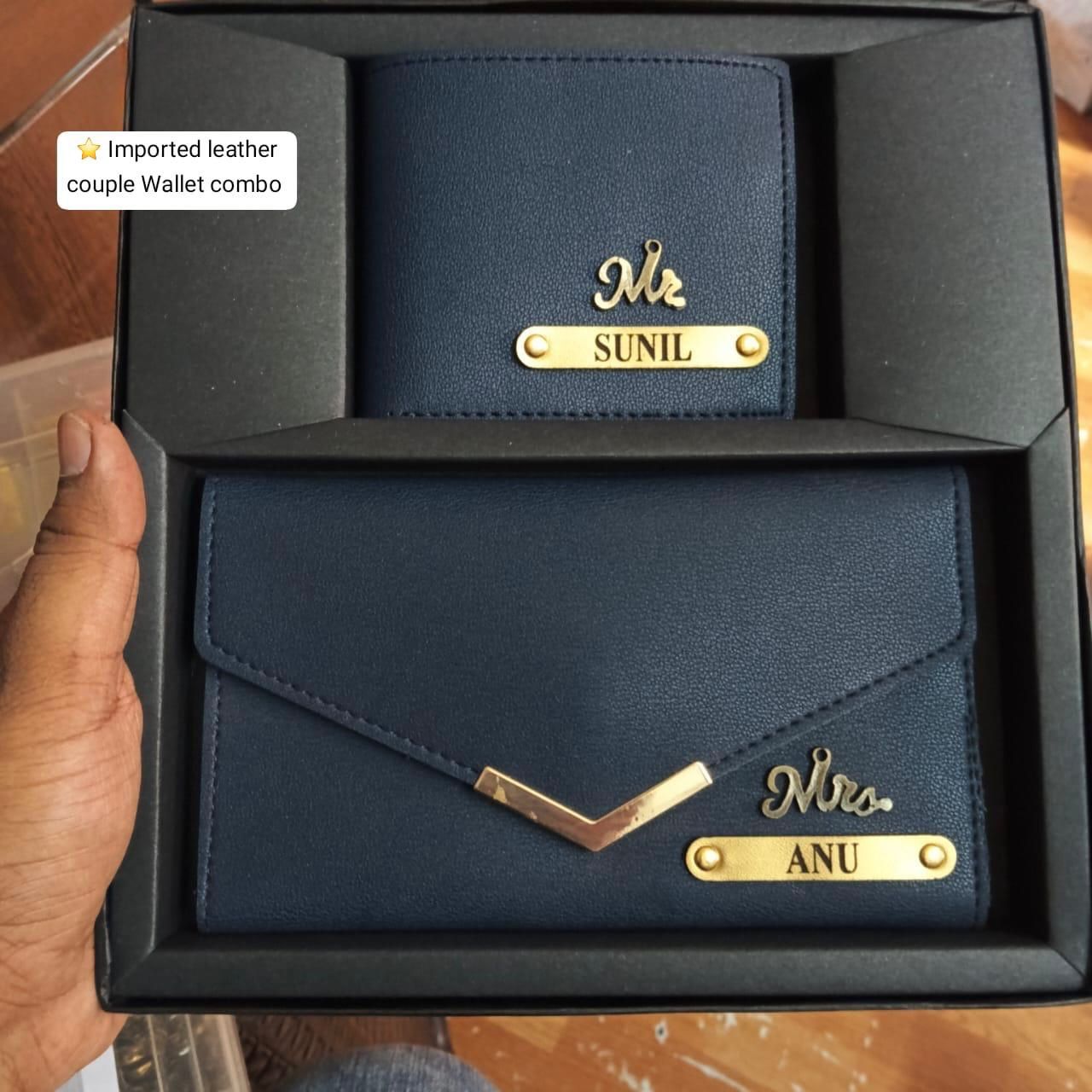CUSTOMIZED Imported leather couple Wallet combo Set - Image 4