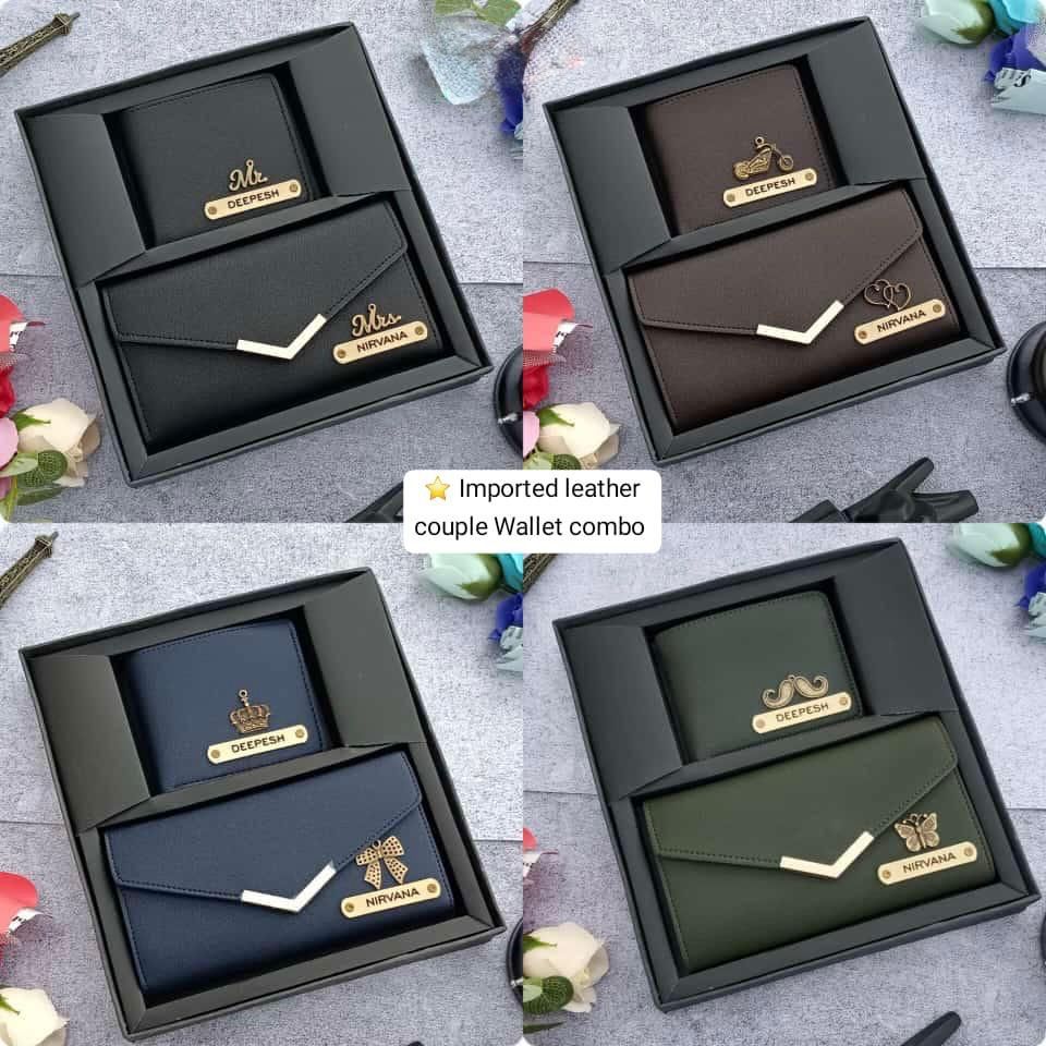 CUSTOMIZED Imported leather couple Wallet combo Set - Image 6