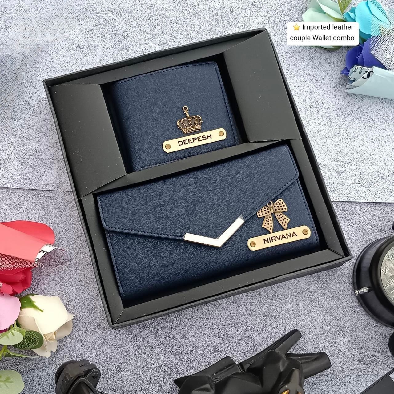 CUSTOMIZED Imported leather couple Wallet combo Set - Image 10