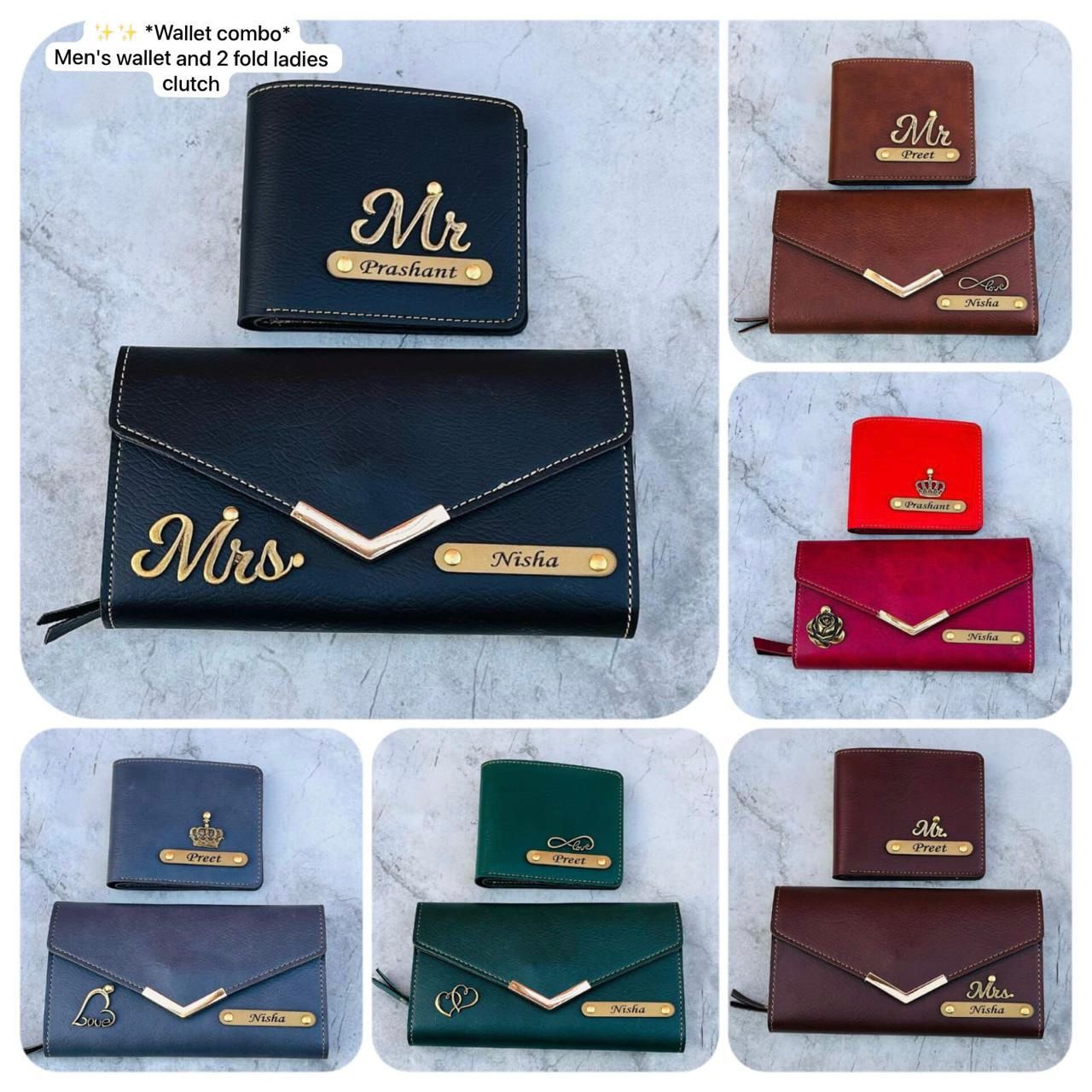CUSTOMIZED Imported leather couple Wallet combo Set - Image 7