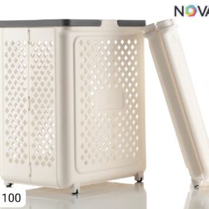 Foldable Plastic Laundry Basket with Wheels