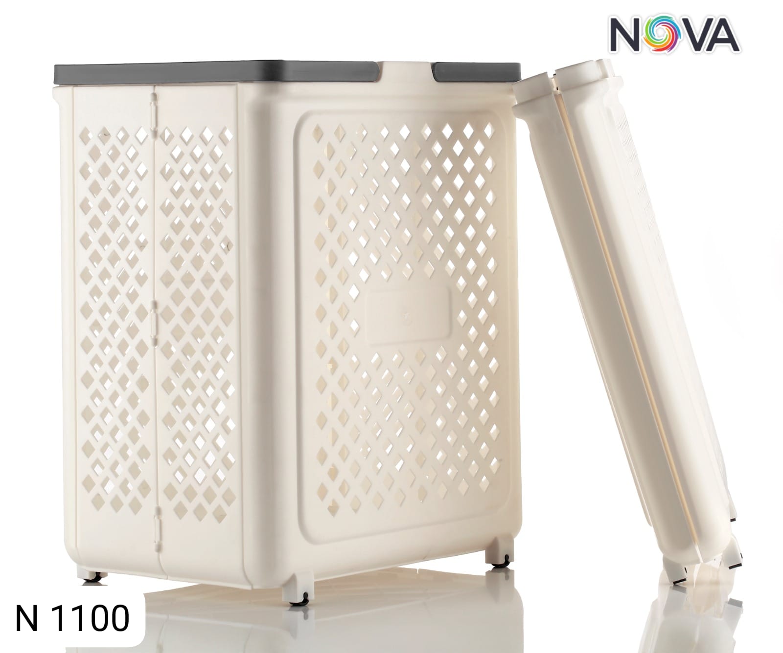 Foldable Plastic Laundry Basket with Wheels