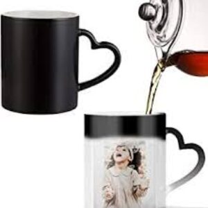 Heart Handle Customized Black Patch Coffee Mug