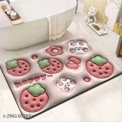 Bathroom Door Mat 3D Print Anti Slip Floor Mat for Home and Kitchen | Anti Skid Water Soaking Bathroom Mat | Super Water Absorbent Rubber Foot Mat (Multi Random Design) - Image 2