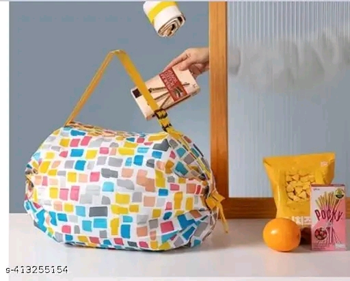 Nayra Folding Supermarket Shopping Bag with Zipper | Nylon Waterproof Travel Luggage Bag Portable Foldable Shopping Bag | Multiuse Grocery Bag. - Image 2