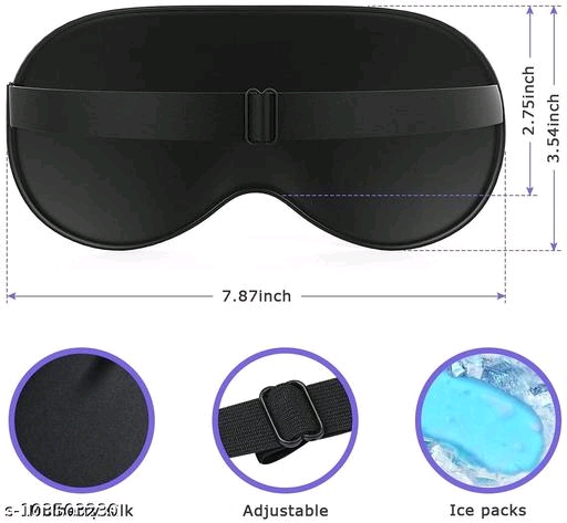 RVD Pack of 1 Eye Mask Blue For Sleeping Men Women With Cooling Gel For Night Deep Sleep, Dark Circles, Puffy Eye's, Dry Eyes And Eye Fatigue Meditation Avoid Dark Circle Smooth and Soft Fabric Sleeping Eye Mask - Image 2