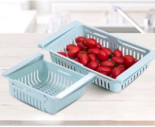 Frekich New Multipurpose Adjustable Fridge Storage / Organiser Basket MultiColor (Pack of 4 ) - Image 2