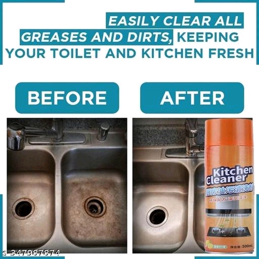 Kitchen cleaner spray Oil Stain Removing magic kitchen Foam Bubble Spray All Purpose Foam Degreaser Spray for Kitchen Bubble Cleaner Spray(500ml) - Image 3