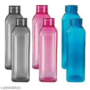 Venice Plastic Water Bottle, 1L, Set of 6, Multicolour