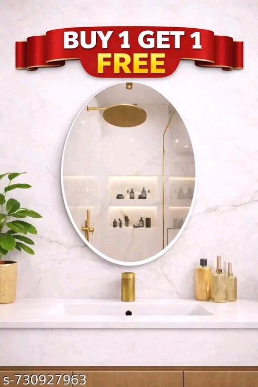 Oval Shape Adhesive Unbreakable Mirror Sticker for Wall Pack Of 2 - Image 4