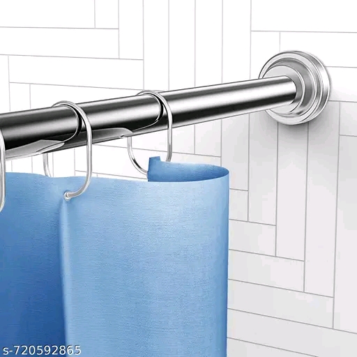 Stainless Steel (90 Cm To 160 Cm) Extendable Shower Curtain Tension Rod Non-Drilling Anti-Skid Spring Pull Rod, Silver - Image 6