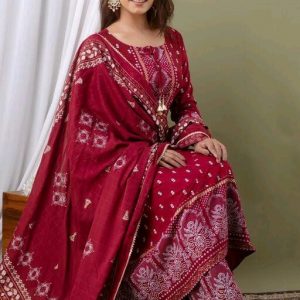 Womens Rayon Kurti With Duppata And Bottomwear