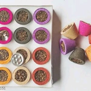 ( 48 pcs ) colour natural pure looban cup sambrani with burner plates 