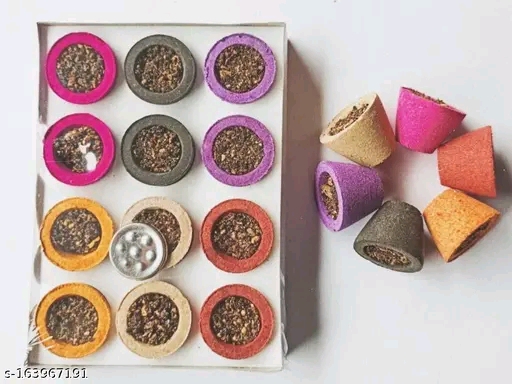 ( 48 pcs ) colour natural pure looban cup sambrani with burner plates