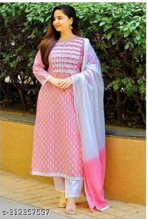 Rayon Printed Kurta Set With Dupatta - Image 2