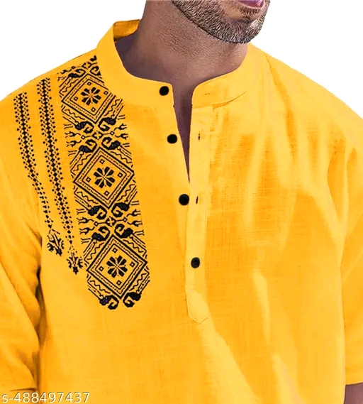 MEN PRINTED SHORT KURTA - Image 3