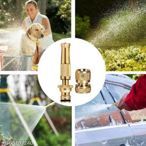 2heet Brass Water Spray Nozzle Suitable for 1/2″ Hose Pipe Adjustable Brass Spray Nozzle Water Pressure Booster Brass Nozzle Water Spray Gun for Car Wash & Gardening Water Pressure Nozzle
