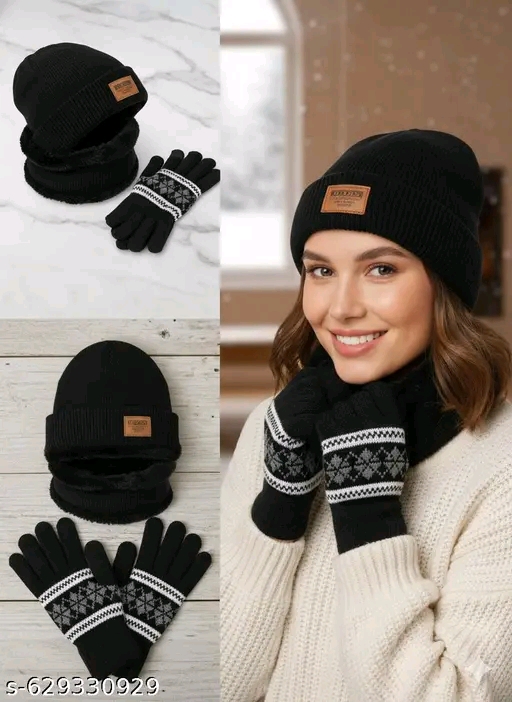 Men & Women Winter Cap Beanie With Touh screen Winter Gloves