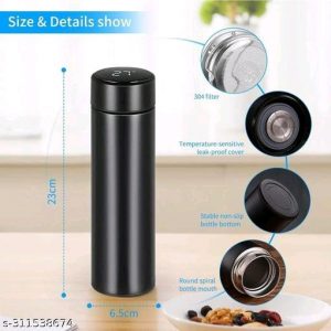 Temperature Smart Vacuum Insulated Thermos Water Bottle with LED Temperature Display 304 Stainless Steel Perfect for Office, Home,Gym,Outdoor Travel and School (500ML) (Black Colour)