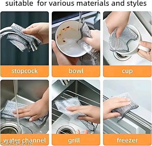 Double Layer Non-Scratch Dish Wash Cloth (Pack of 10) - Image 5