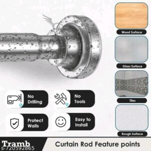 Stainless Steel (90 Cm To 160 Cm) Extendable Shower Curtain Tension Rod Non-Drilling Anti-Skid Spring Pull Rod, Silver