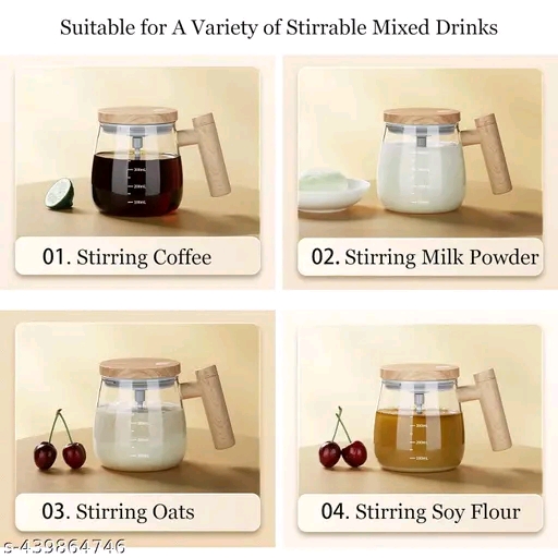 Self Stirring Mug,Electric Mixing Cup Self Stirring Coffee Mug High Borosilicate Glass Mixing Coffee Mug - Image 4