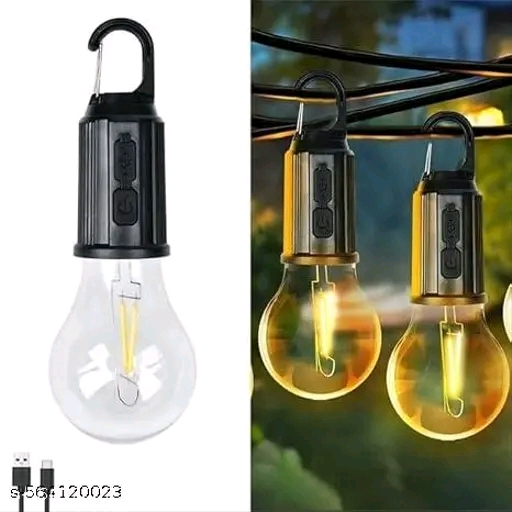 Camping Hanging Bulb Lights, USB C Rechargeable with Hook Emergency Lamp Light