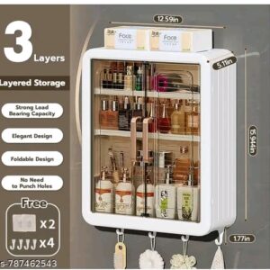 Luxury Plastic Wall-Mounted Storage Cabinet with Transparent Fluted Doors