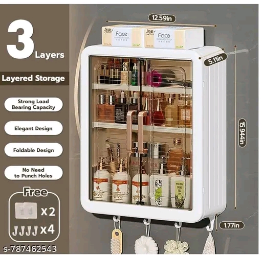 Luxury Plastic Wall-Mounted Storage Cabinet with Transparent Fluted Doors