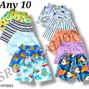New Trendy Kids Girls & Boys 100%pure cotton Printed Shorts combo (pack of 10)