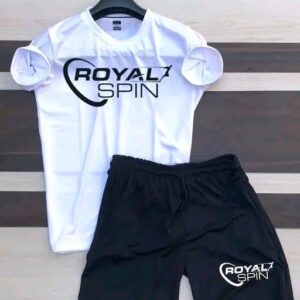 Men round neck half sleeve tshirt with shorts pack of 2 peace set