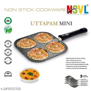 TER Non Stick Grill Pan Mini Pan Uttapam Tawa Aluminum Multi Snack Maker 4 Cavity