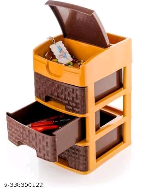 Mini Drawer Storage System Organizer for Home Office Parlor School Kitchen & Clothes 3 Layer Plastic Multi-Purpose Chest of Modular Containers Trolley Foldable - Image 2