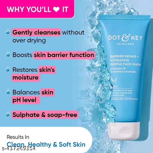 Dot and Key Barrier Repair Hydrating Gentle Face Wash, 100ml - Image 3