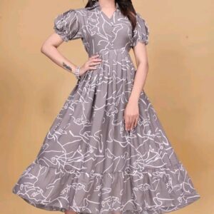 Women’s Floral Printed Poly Rayon A-Line Maxi Dress