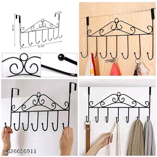 02 pcs Door Hanger, Door Hooks, Metal Door hanger, coat hanger with unique design 02 pcs black - Image 7