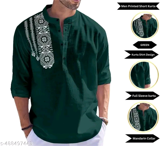 MEN PRINTED SHORT KURTA - Image 5