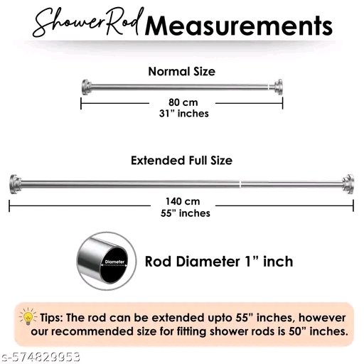 Stainless Steel (90 Cm To 160 Cm) Extendable Shower Curtain Tension Rod Non-Drilling Anti-Skid Spring Pull Rod, Silver - Image 4