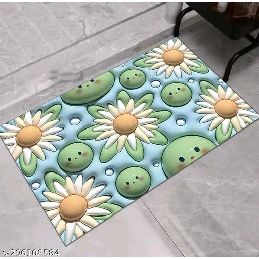 Bathroom Door Mat 3D Print Anti Slip Floor Mat for Home and Kitchen | Anti Skid Water Soaking Bathroom Mat | Super Water Absorbent Rubber Foot Mat (Multi Random Design) - Image 3