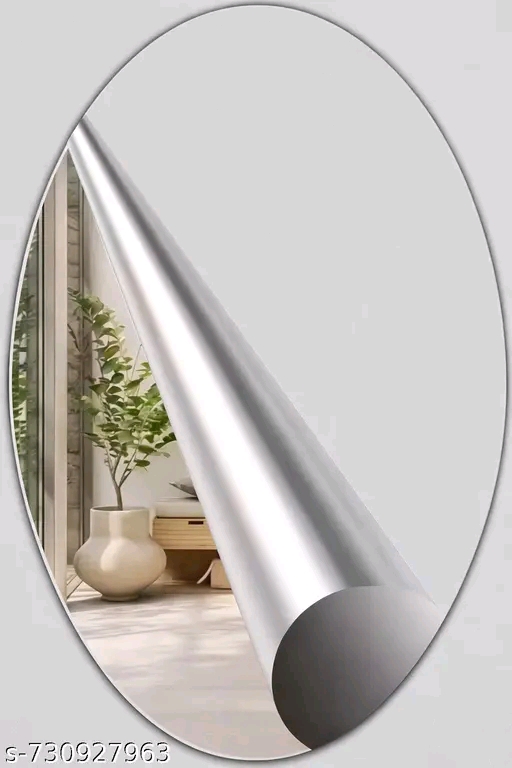 Oval Shape Adhesive Unbreakable Mirror Sticker for Wall Pack Of 2 - Image 2