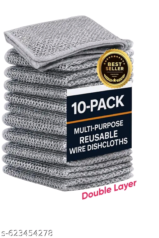 Double Layer Non-Scratch Dish Wash Cloth (Pack of 10) - Image 4