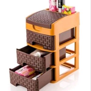 Mini Drawer Storage System Organizer for Home Office Parlor School Kitchen & Clothes 3 Layer Plastic Multi-Purpose Chest of Modular Containers Trolley Foldable