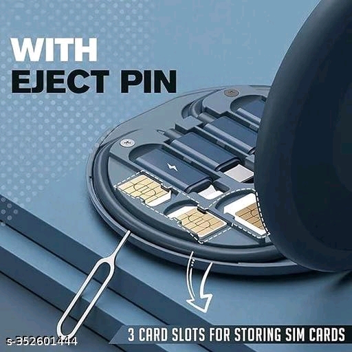 Multi-Functional Fast Charging Data Cable Set Small Type C Charging with Retrieve Card Pin, Round Storage Box, Compact & Portable - Image 2